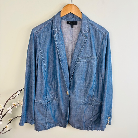 Talbots Chambray Single Button Blazer Size 1X - Picture 2 of 4